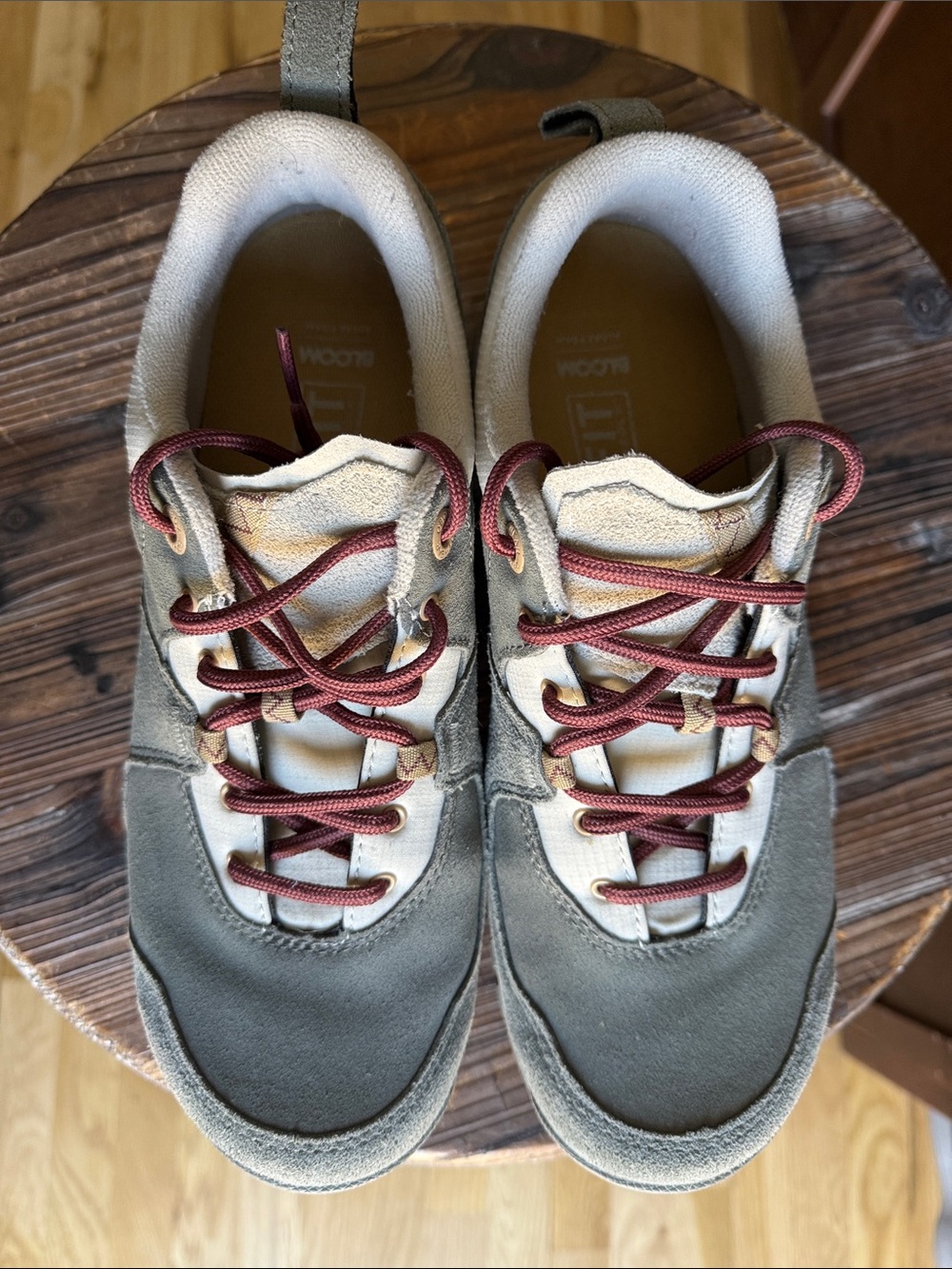 Oboz Women's Olive Green Hiking Sneaker with Maroon Accents - Picture 4 of 7
